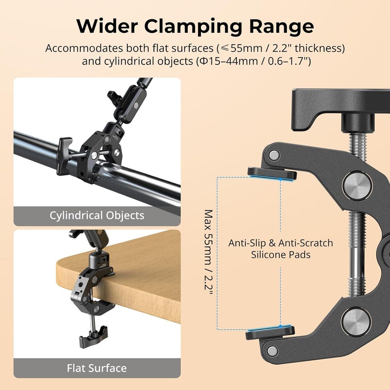 SMALLRIG Desktop Clamp Magic Arm Kit for MagSafe for iPhone, 67cm Two-Stage Adjustable Flexible Arm with Secure Grip for Smartphone, Webcam, Action Cameras - 5626 - Image 4